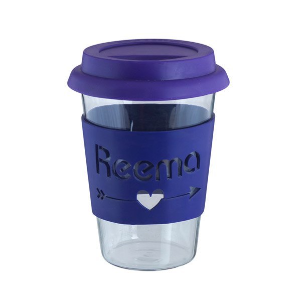 Plain Multicolor Personalized Coffee Mug with Silicone Band Borosilicate Glass, Capacity: 400ML
