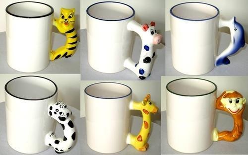 ThePrint Platter Plain Sublimation Animal Handle Mugs