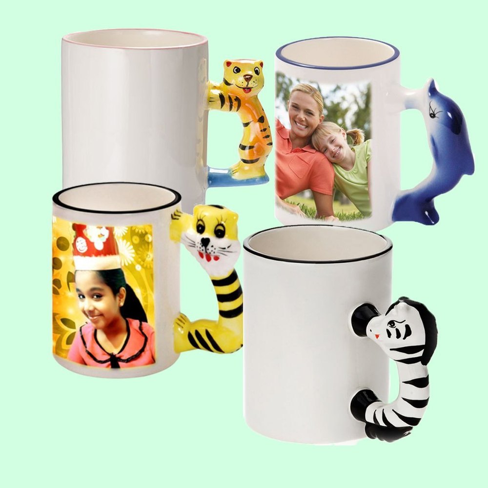 Ceramic Animal Handle Sublimation Mug, For Gift, Capacity: 11 Oz