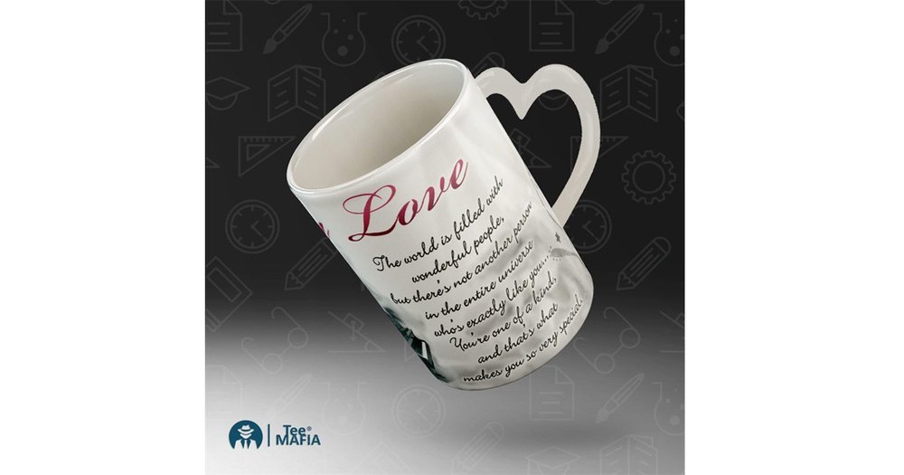 Coffee Mug Printed Heart Handle Mugs, Capacity: 500 ml, Size/Dimension: Free Size