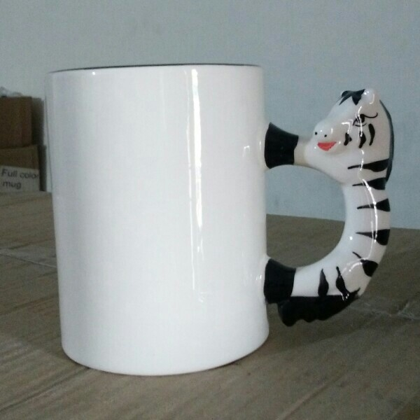 White Ceramic Animal Handle Mug
