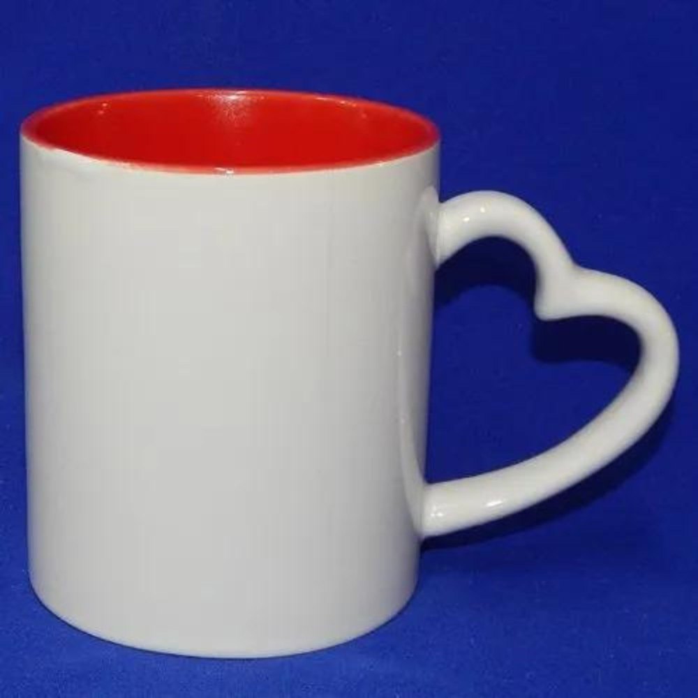 Round Ceramic Heart Handle mug Black handle Color Sublimation Mug, Capacity: 300-400 ml, Size/Dimension: 11oz