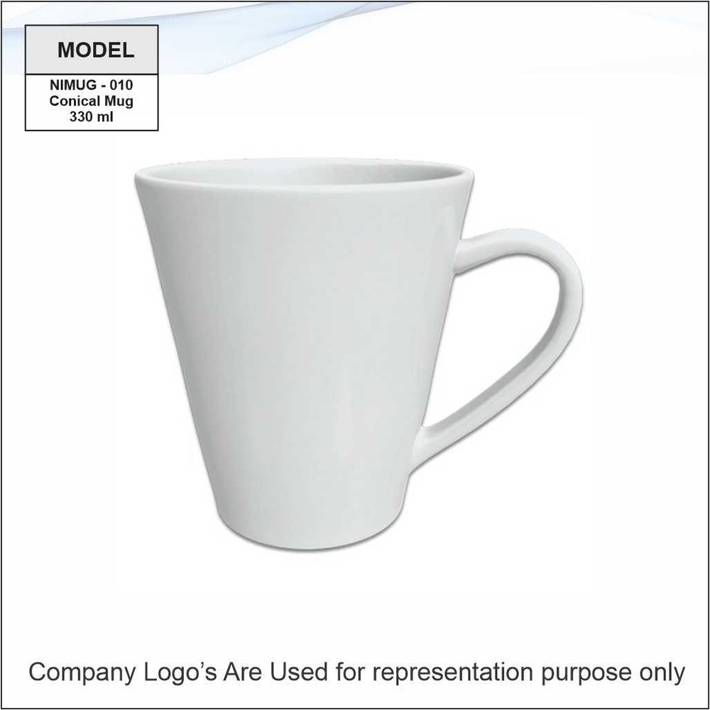 NON BRANDED Plain Conical Ceramic Mug, For Personal Use, Capacity: 330 ML