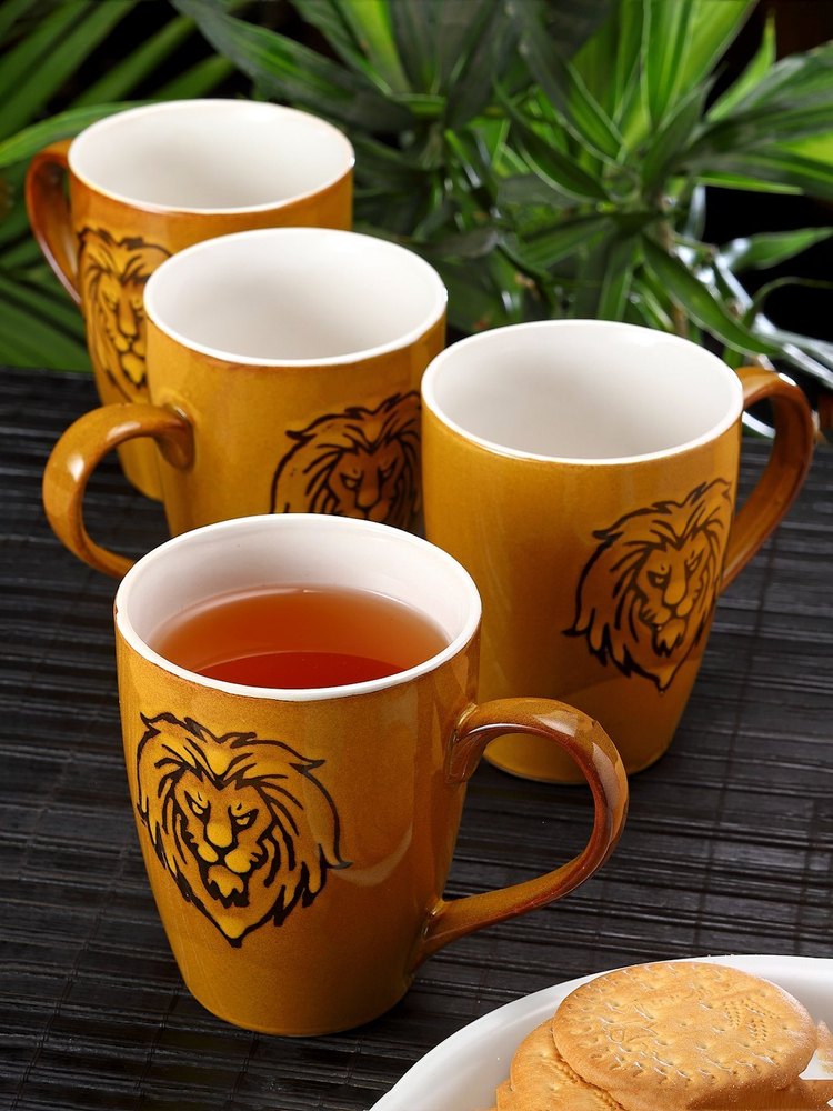 Beige Ceramic Mug Set (C-ARMS-1002-X4), Size/Dimension: 10 X 8 cm