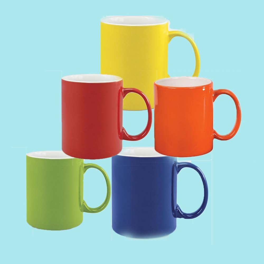 Ceramic Mug Round Fluorescent Neon Mugs, For Gifting, Size/Dimension: 11oz