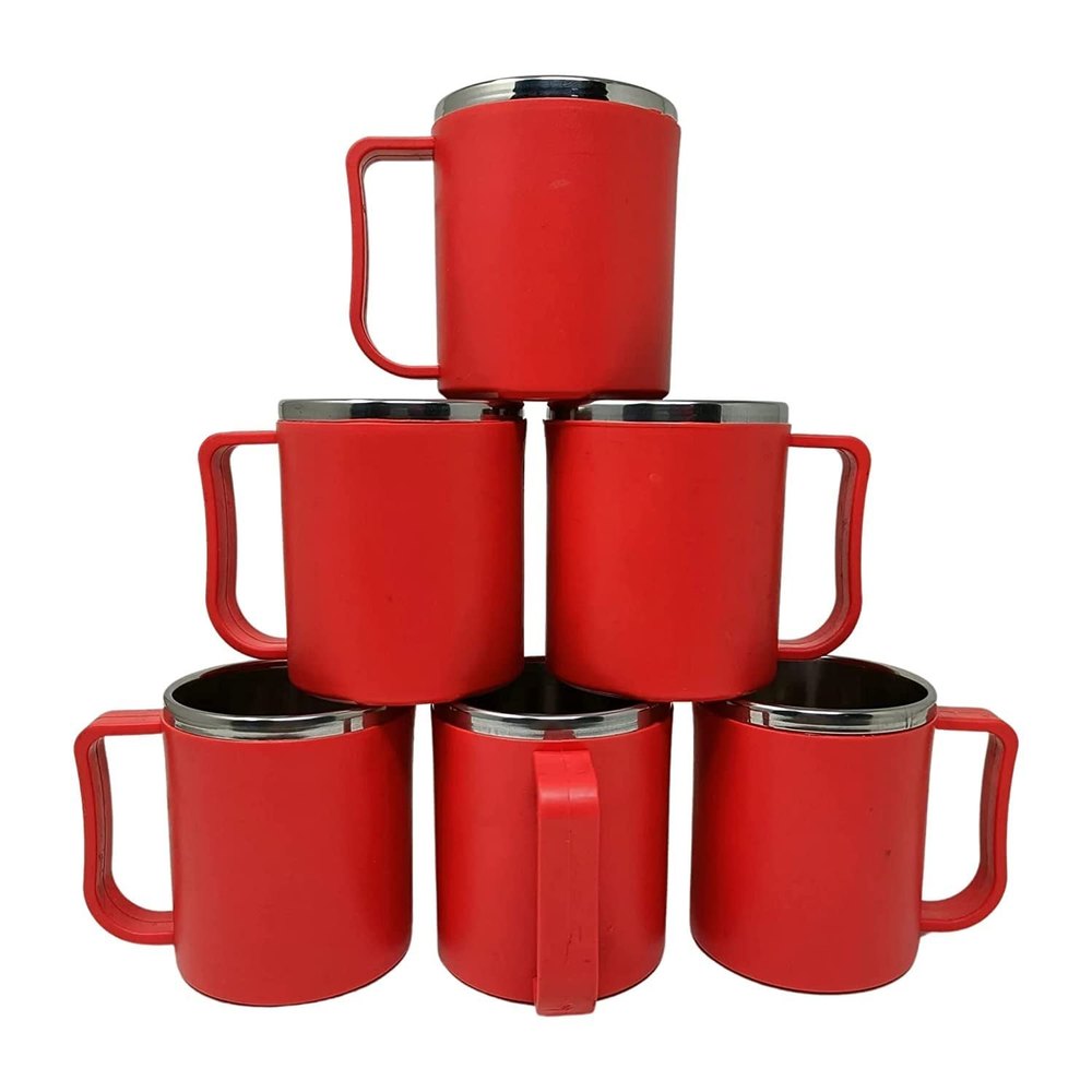 Multicolor Plain Stainless Steel Coffee/Tea/Milk Mug Set Of 6