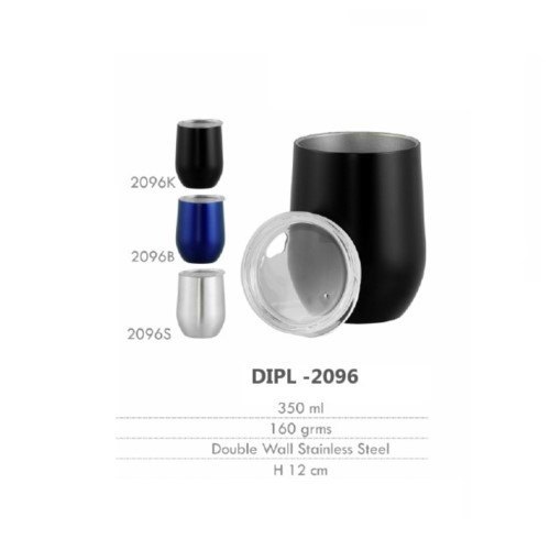 Black Plain Double Wall Lid Mug, Capacity: 350 ml