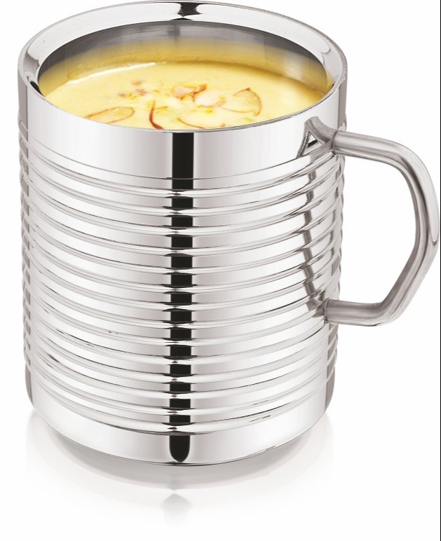 Silver Stainless Steel Ss Double Wall Coffee Cup, Capacity: 280ML, Size: 90MM