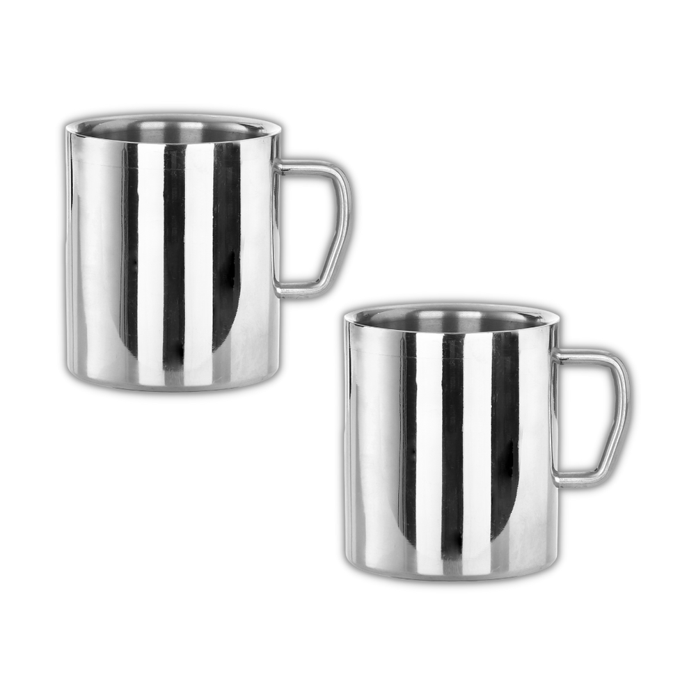 Plain Polished Stainless Steel Double Walled Cup Set, For Home, Grade: SS- 304