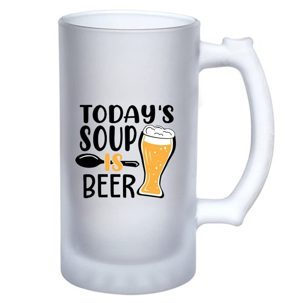 Printed Beer Glass Mug, Size: 16oz