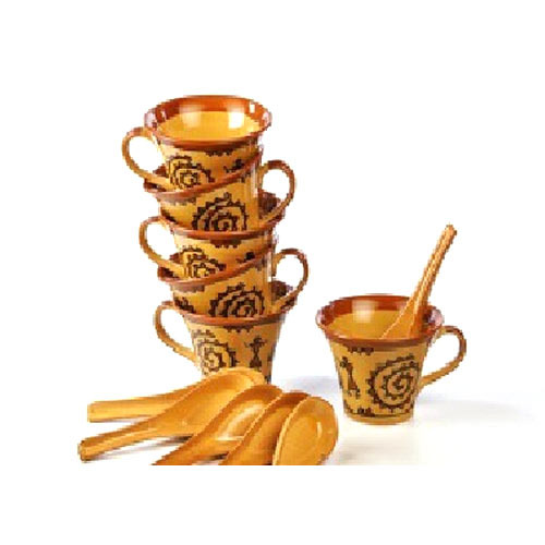 Golen Brown N Black Cultural Concepts Warli Tropical Soup Mugs - Set of 6