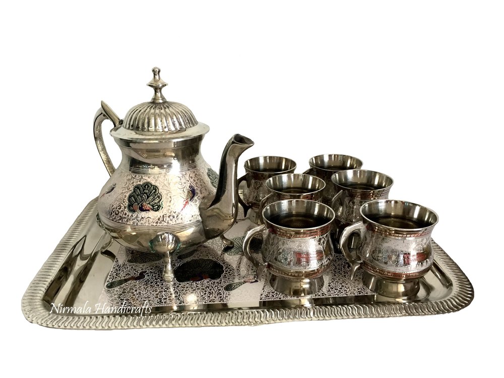 Nirmala Handicrafts Exporters Brass Jar Cup Tea Set Decorative And Gift Item
