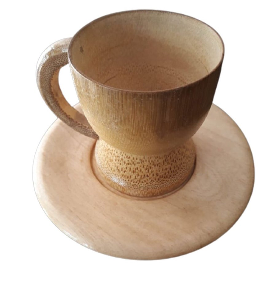 Brown Bamboo Cup Plate Set