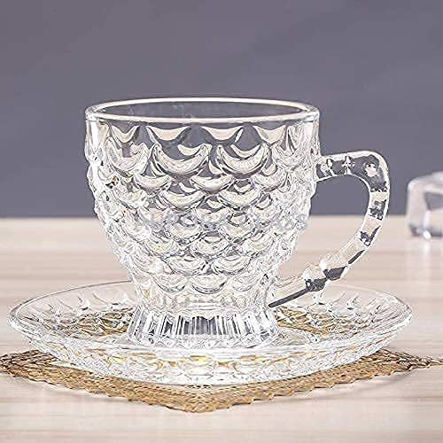 Transparent Glass Tea Cup Set And Saucer 6pcs, Size: 210ml