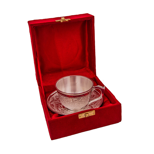 Anand Crafts Modern Silver Plated Tea Cup Set, for gifting