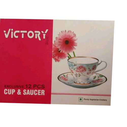 Victory Ceramic Tea Cup Saucer Crockery Set, Pack Type: Cartoon Box