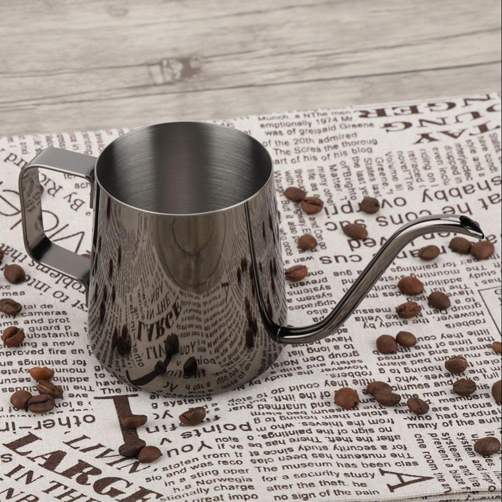 Stainless Steel Gooseneck Long Spout Kettle Serving Milk Tea Pot 10 Oz