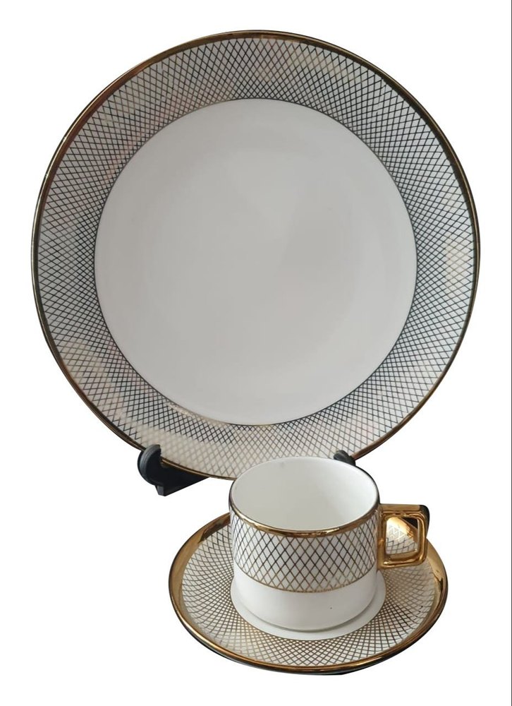White Ceramic Tea Saucer Set, For Kitchen