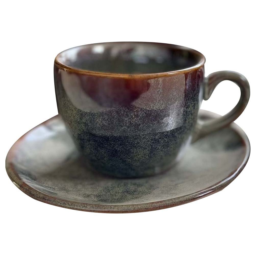 Gray Embossed Royal Painted Ceramic Cup Saucer, For Home