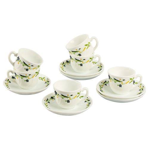 White Printed Bone China Tea Cup Set
