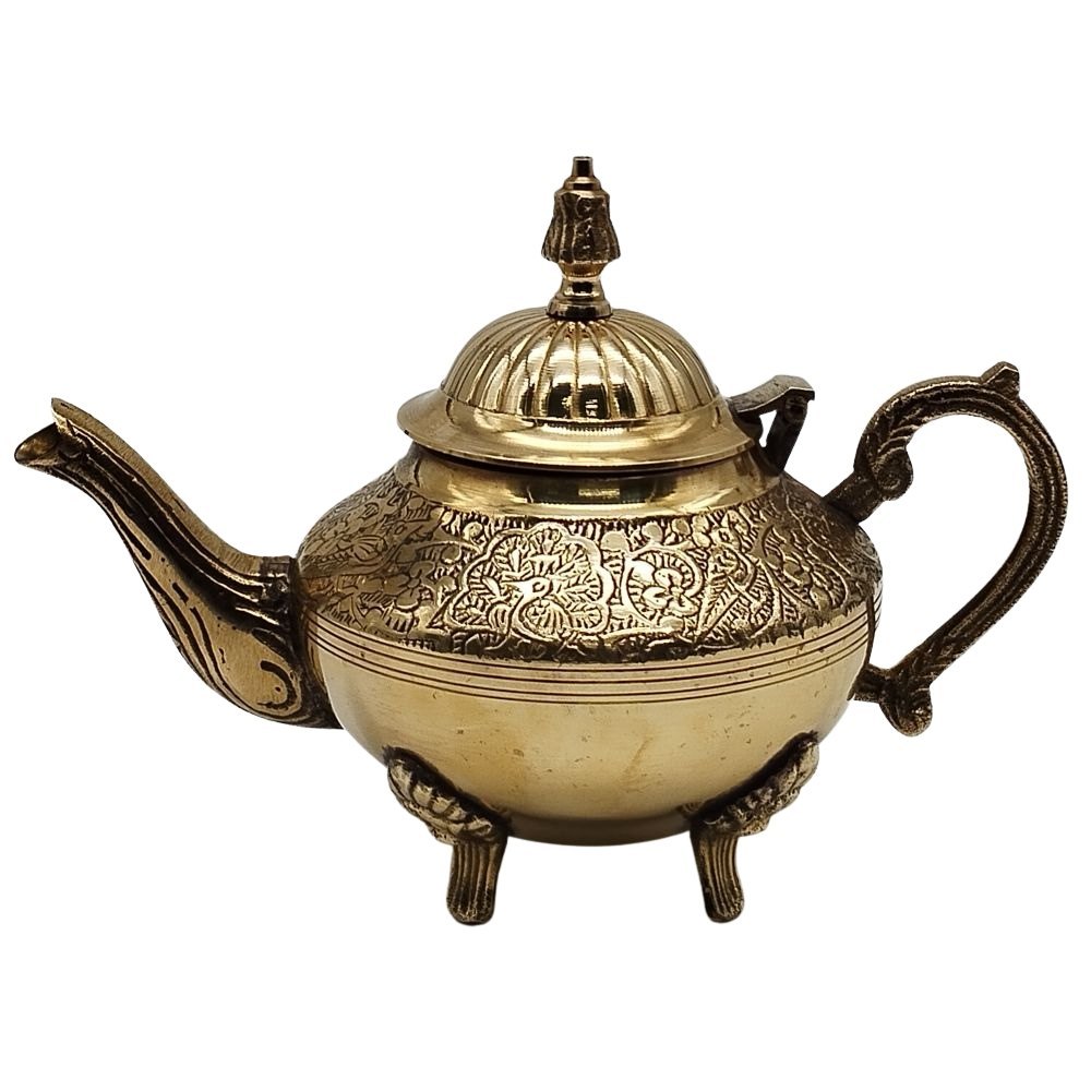 Peacocks Embossed Peacock Design Brass Bobby Style Teapot