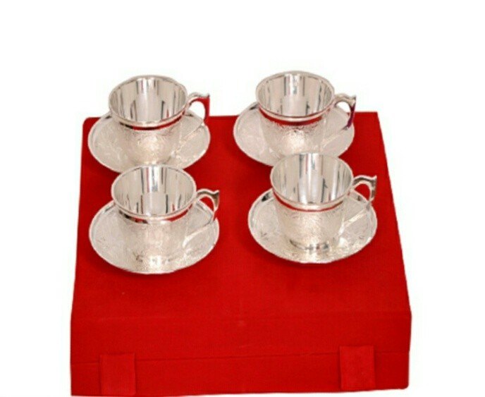 Brass Tea Set Silver Plated, For Home, Size: 4 Inch