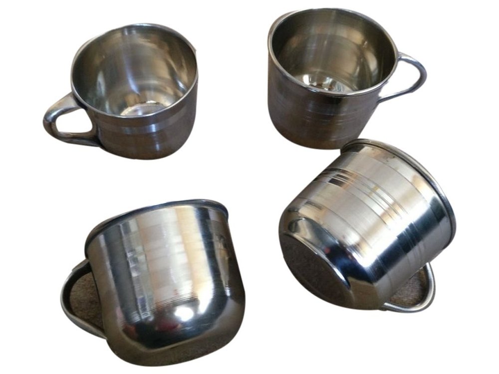 Polished Stainless Steel Tea Cup Set, For Home, Grade: SS304