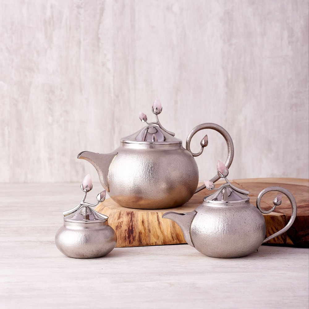Arttd\'inox Pink Bloom Tea Set With Texture