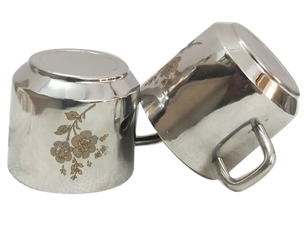 Silver Mirror Polished 50ml Stainless Steel Coffee Cup Set, For Home, Grade: 302