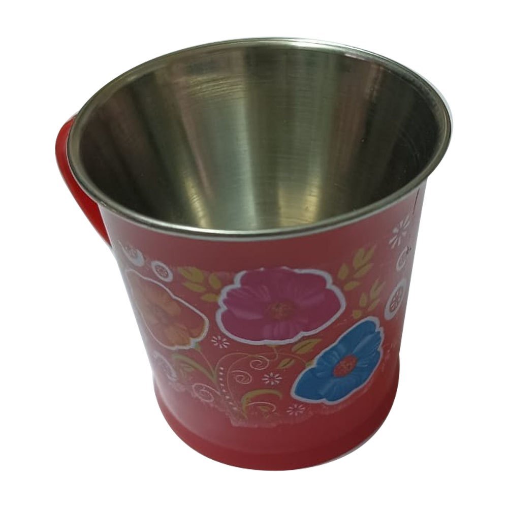 Red And Silver Polished SS Single Wall Coffee Cup, For Home, Capacity: 250ml