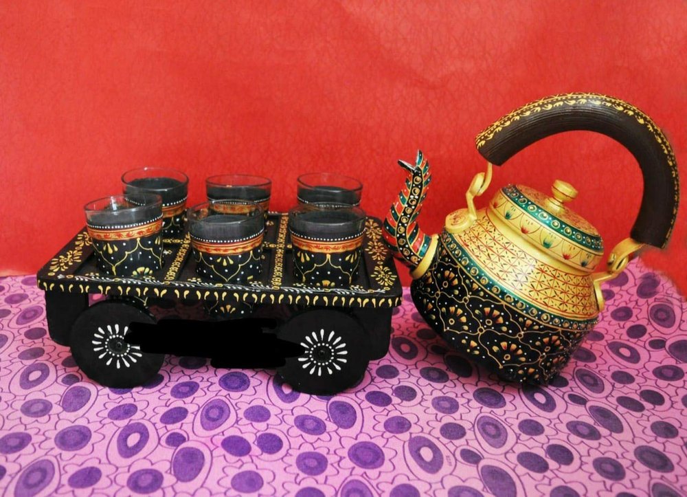 Hand Painted Wooden Tableware Tea Kettle, For Hotel, 8 Pisces