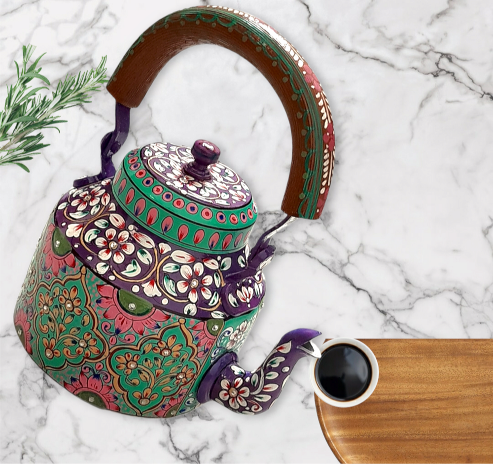 Metal 1 Tea Pot or Tea kettle enamel kettle hand painted kettle, For Kitchen Storage
