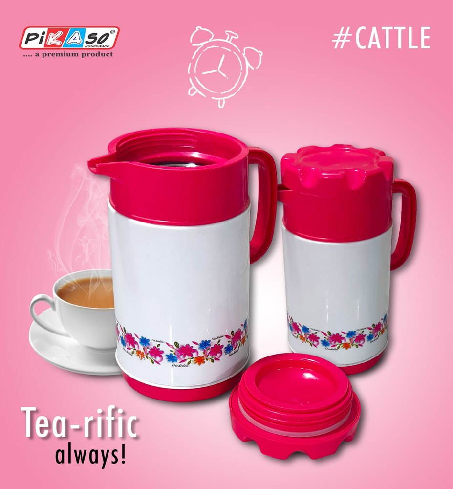 PIKASO White/Pink Insulated Tea Cattle, For Multi use