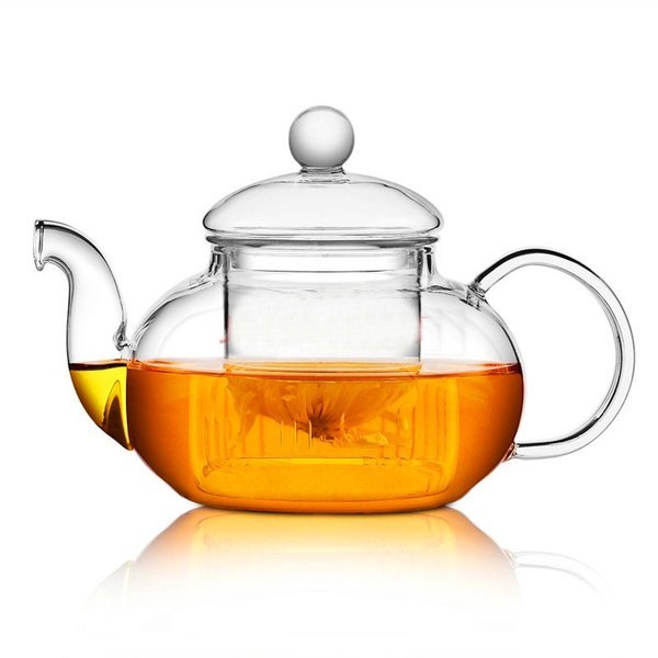 Transparent Modern Glass Teapot With Glass Infuser, For Office, Size: 400ml
