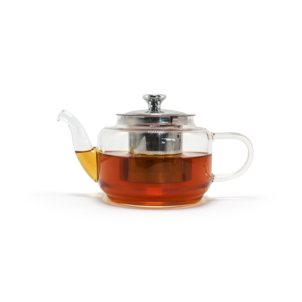Chai Chun Transparent Oval Tea Pot 800 ML - Borosilicate Glass Tea Pot, For Home and Office