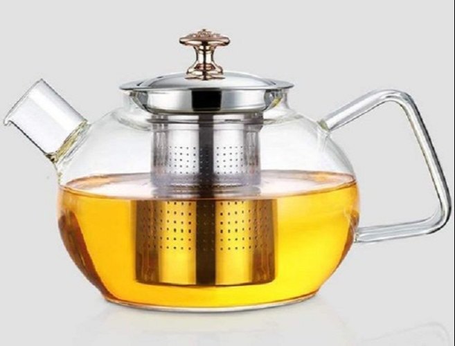 Jinpri Home Usage 1 LTR Glass Tea Pot, Size: 100ML