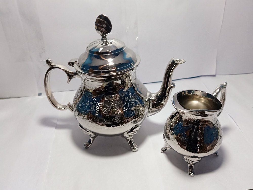 I.M.HANDICRAFTS Brass Tea Pot Nickel Plated, For Kitchen Ware, Size: 1 Ltr