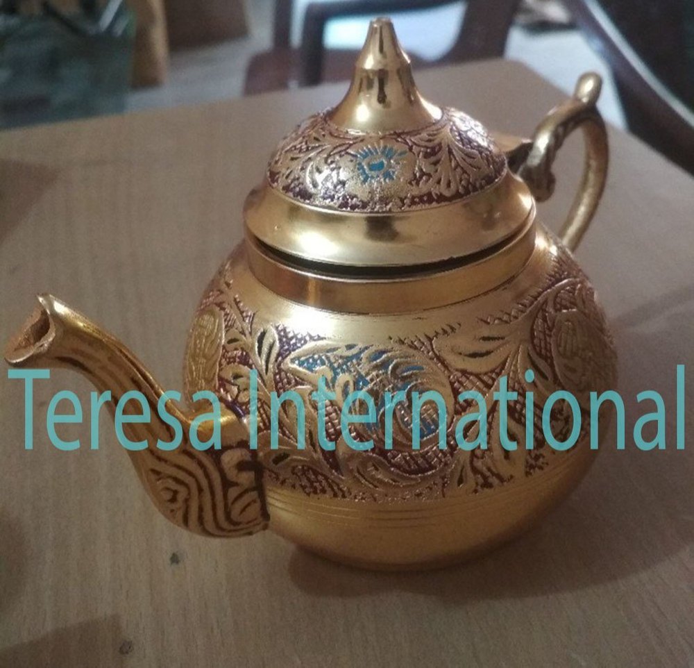 Golden Traditional Metal Brass Meenakari Kettle
