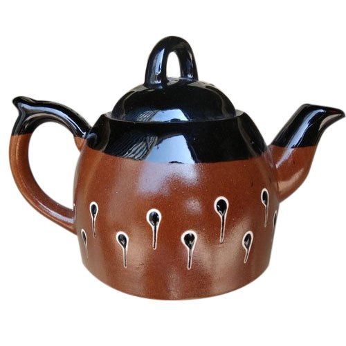 Brown And Black Designer Ceramic Tea Pot, For Home