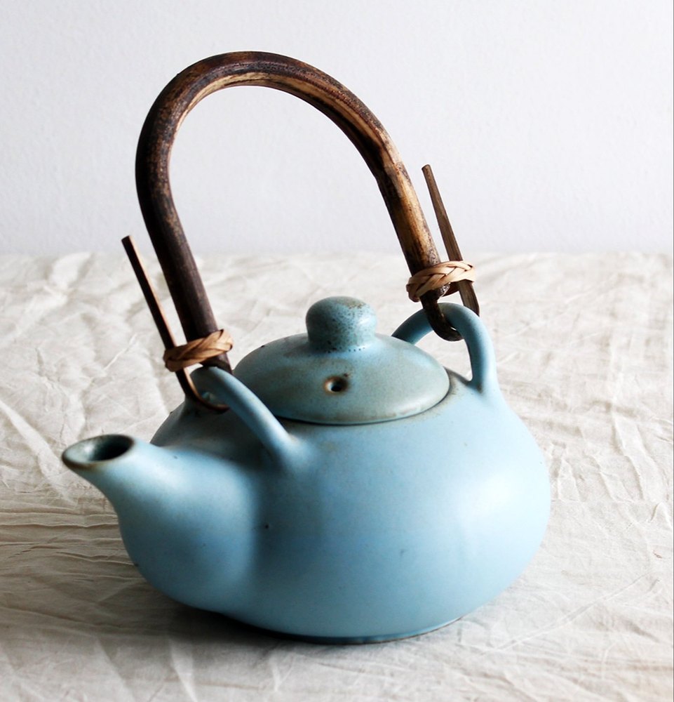 Mrid Cera Blue Ceramic Tea Pot, For Home