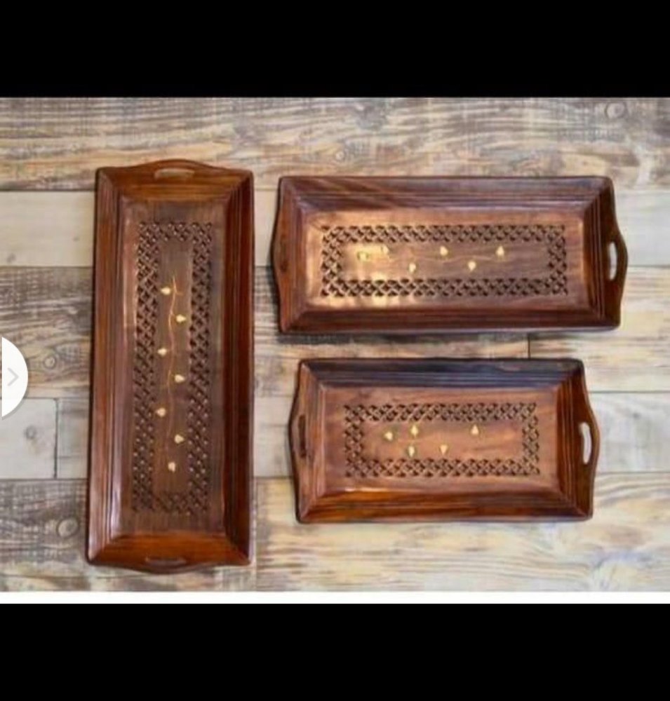 Wooden Brawn Coffee try set, For Home, Shape: Rectangle img
