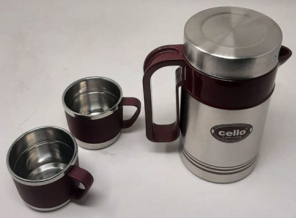Insulated Jug Silver And Brown Cello Carolene 3 Piece Coffee Set, For Home, Size: 2 Ltr