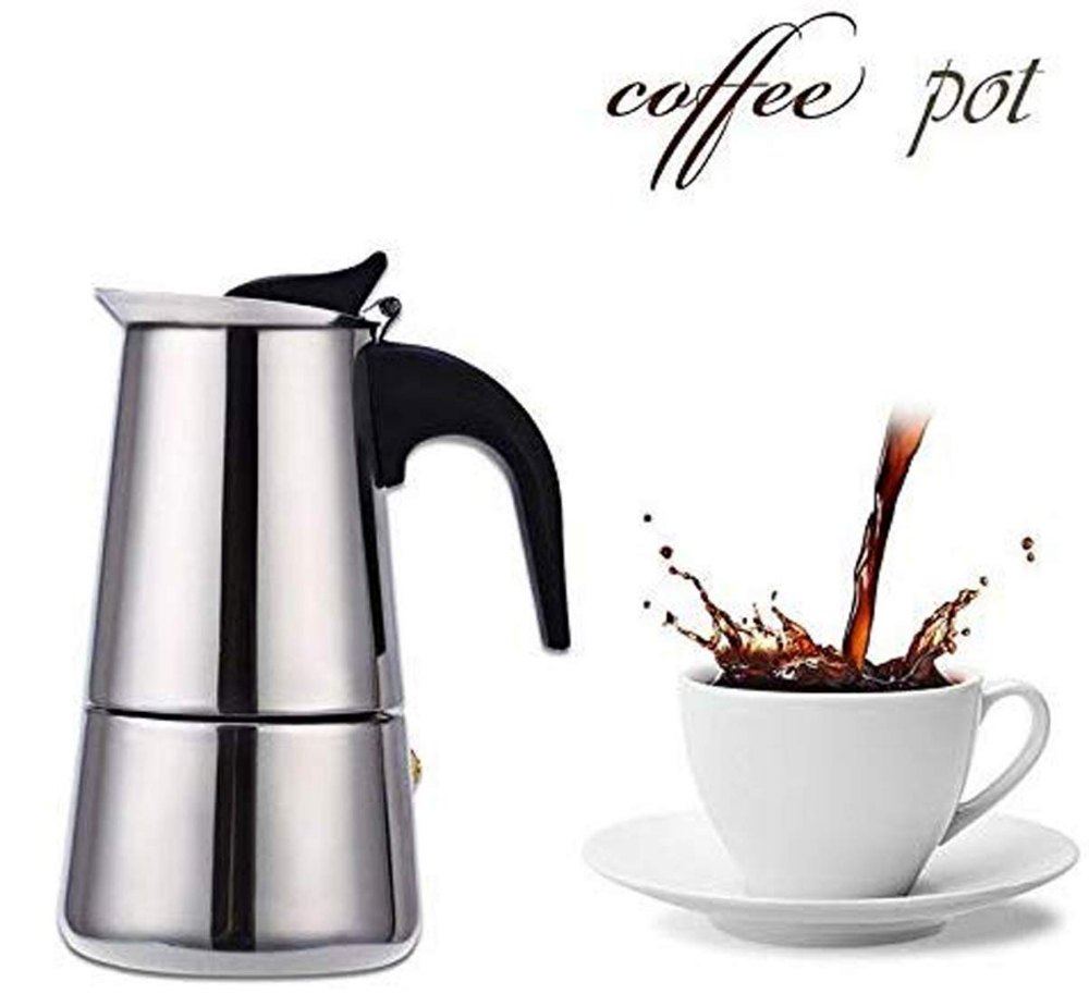 Silver Stainless Steel Espresso Coffee Maker Coffee Moka Pot Maker