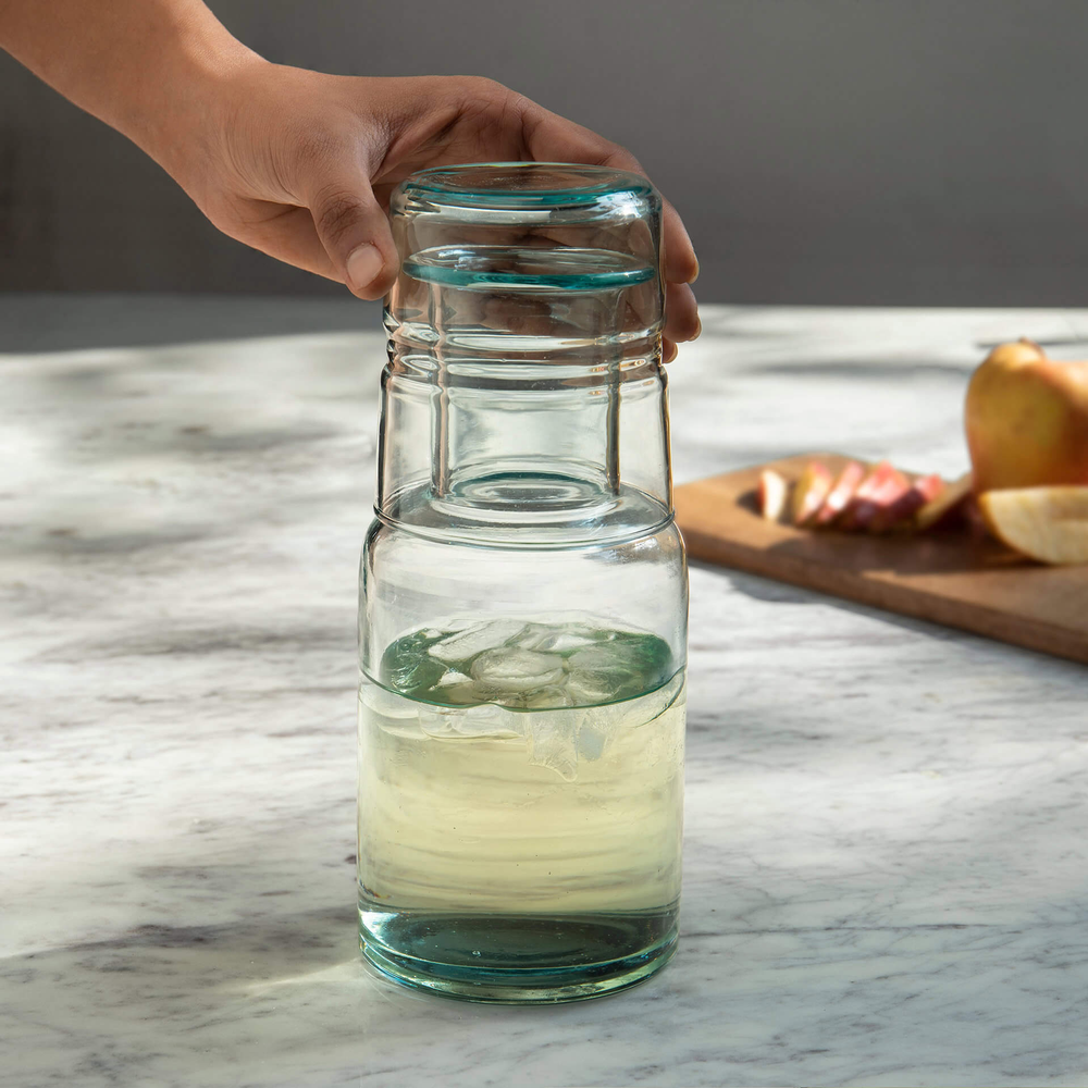 Glass Jove Blue Carafe With Tumbler, For Hotel