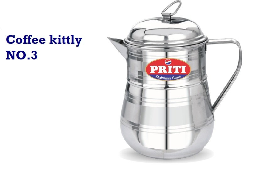 Silver Steel Cofee Pot, Size: 3