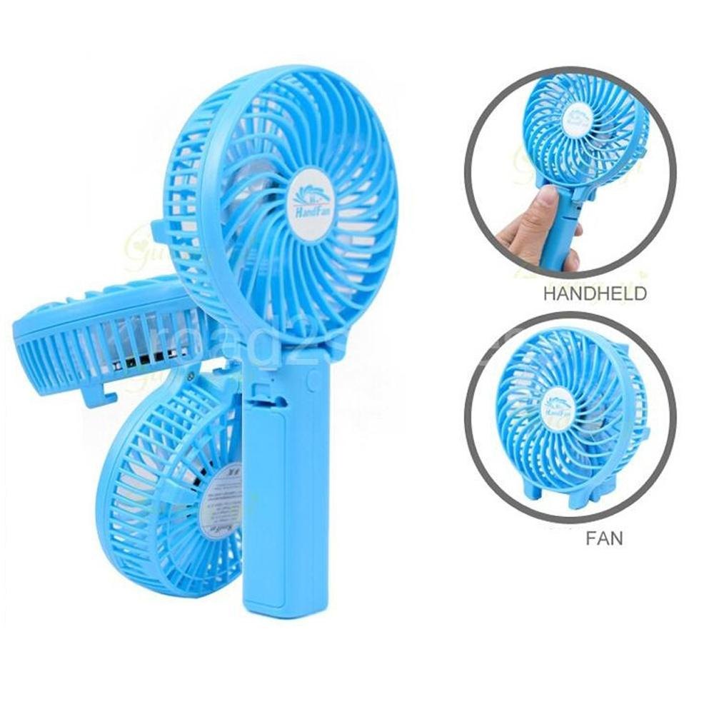 Sky Blue Plastic Battery Operated Mini Hand Fan