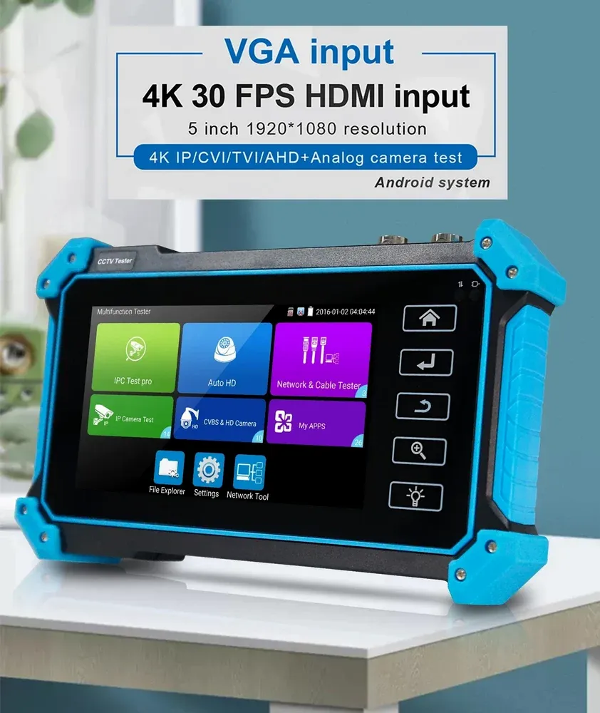IPC-5200 Plus CCTV Tester HD 8MP IP CVI TVI AHD CVBS Monitor Camera, Day & Night Vision