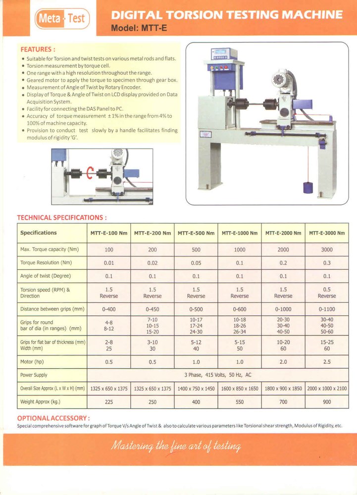 Digital Torsion Testing Machine, Model Name/Number: Mtt-e