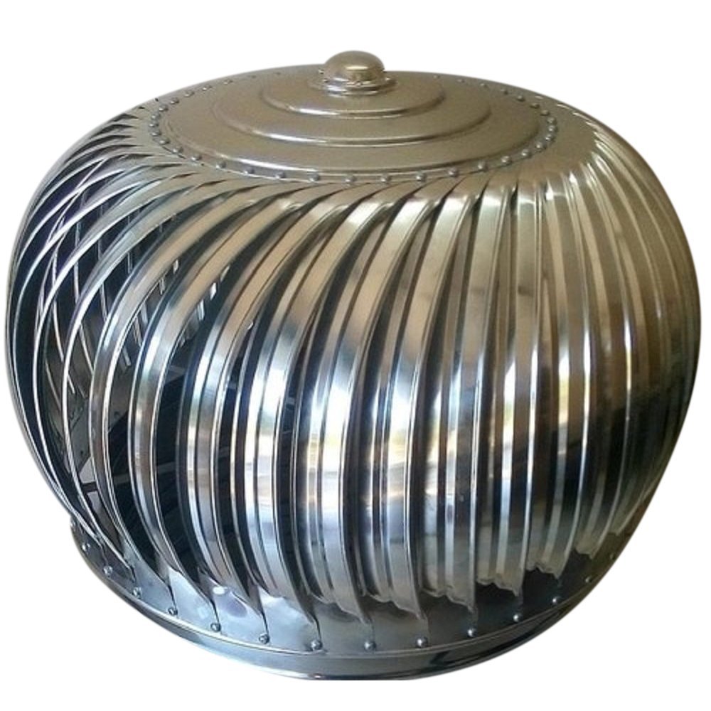 Silver Aluminum Roof Wind Turbine Ventilators, For Ventilation, Round (top)