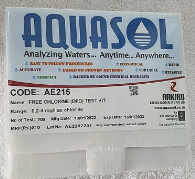 Portable AQUASOL FREE CLORINE TEST, For Industrial, Packaging Type: Box
